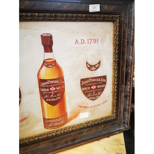 973 - John Power's Whiskey framed advertising print {55 cm H x 66 cm W}.