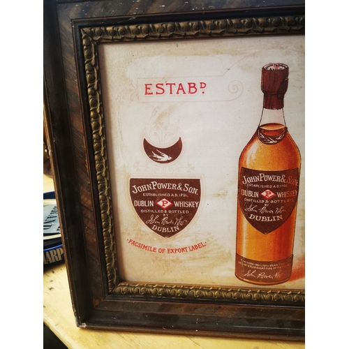 973 - John Power's Whiskey framed advertising print {55 cm H x 66 cm W}.