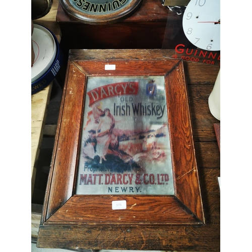 976 - Darcy's Old Irish Whiskey of Newry framed advertising mirror {55 cm H x 43 cm W}.