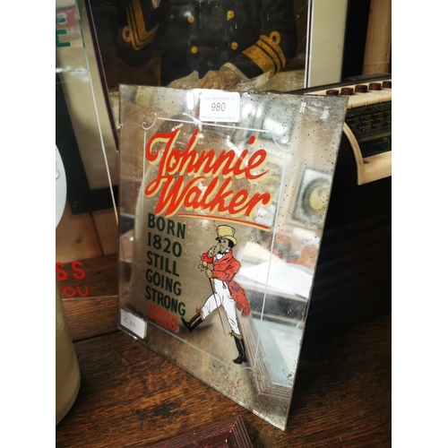 980 - Jonnie Walker Whiskey advertising mirror {27 cm H x 32 cm W}.