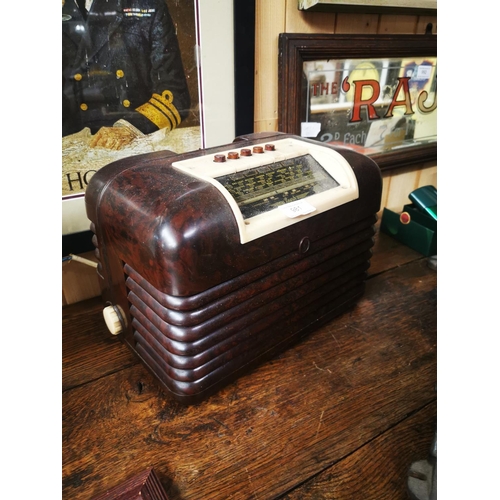 981 - 1950's Bush bakerlite radio {24 cm H x 32 cm W}.