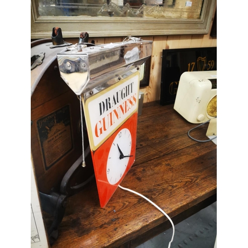 985 - Draught Guinness Perspex advertising clock. { 43cm H X 34cm W }.