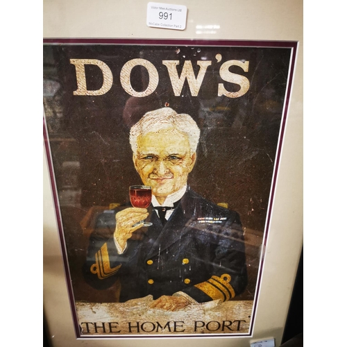 991 - Dow's The Home of Port framed advertising print {58 cm H x 43 cm W}.