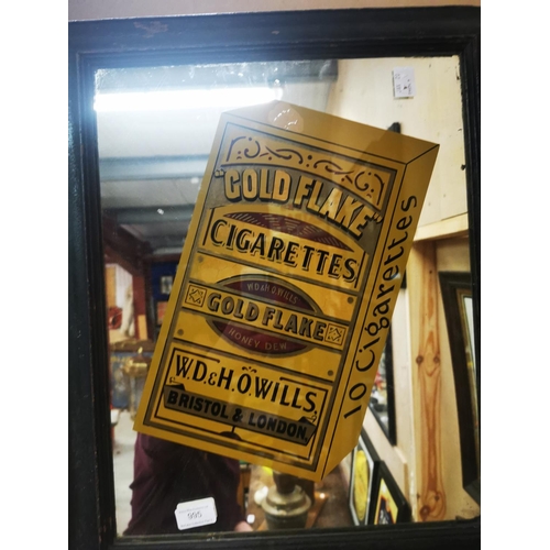 995 - Early 20th C. Will's Gold Flakes Cigarettes pictorial advertising mirror {52 cm H x 47 cm W}.