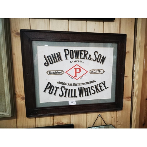 996 - John Power and Son showcard in original frame stamped J Power & Son { 45cm H X 54cm W }.