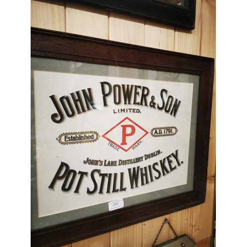 996 - John Power and Son showcard in original frame stamped J Power & Son { 45cm H X 54cm W }.