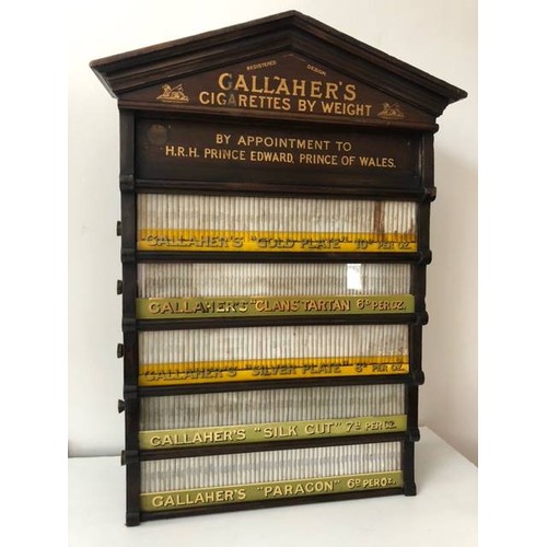 360A - Good quality early 20th C. mahogany Gallaher's Cigarettes by Weight advertising cabinet {80 cm H x 5... 