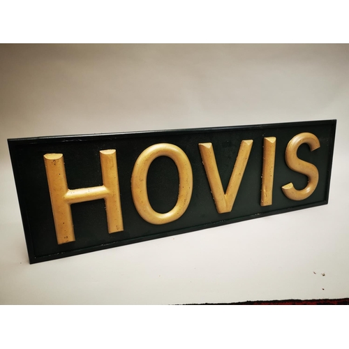 27 - Hovis painted wooden advertising sign {39 cm H x 119 cm W}.