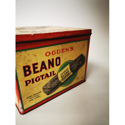 28 - Rare Ogden's Beano Pigtail advertising tin {13 cm H x 17 cm W x 16 cm D}.