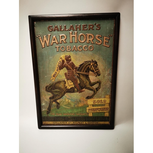 Rare Gallaher's War Horse Tobacco embossed tinplate framed a