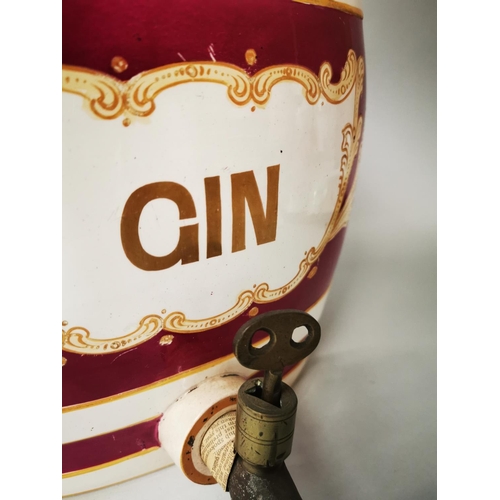 36 - Early 20th C. ceramic Gin dispenser {32 cm H x 30 cm W x 29 cm D}.