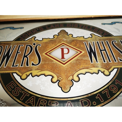 43 - Power's Whiskey Johns Lane Distillery framed advertising mirror {68 cm H x 106 cm W}.