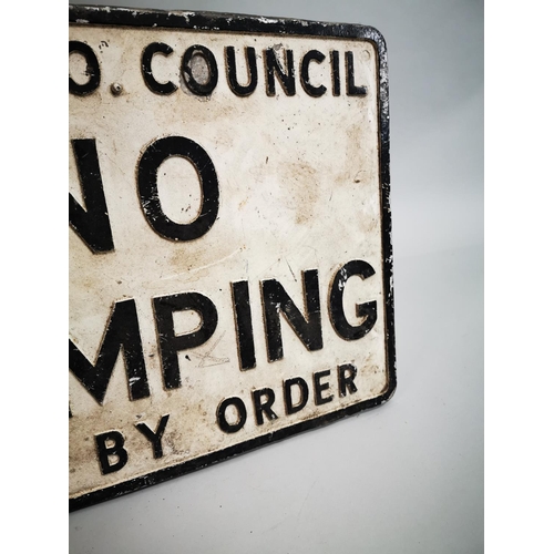 45 - Early 20th C. No Dumping by Order of Mayo County Council alloy road sign {47 cm H x 62 cm W}.
