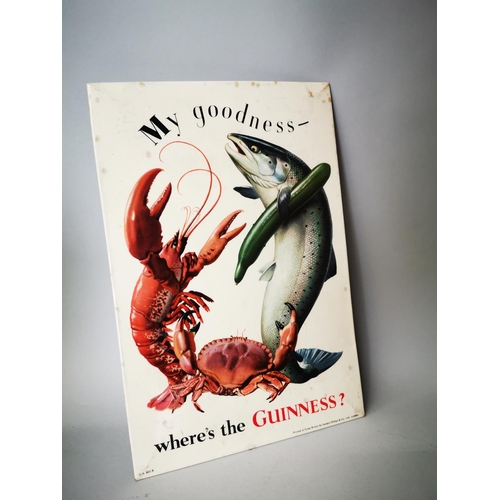59 - Rare My Goodness Where's The Guinness celluloid advertising showcard {38 cm H x 25 cm W}.