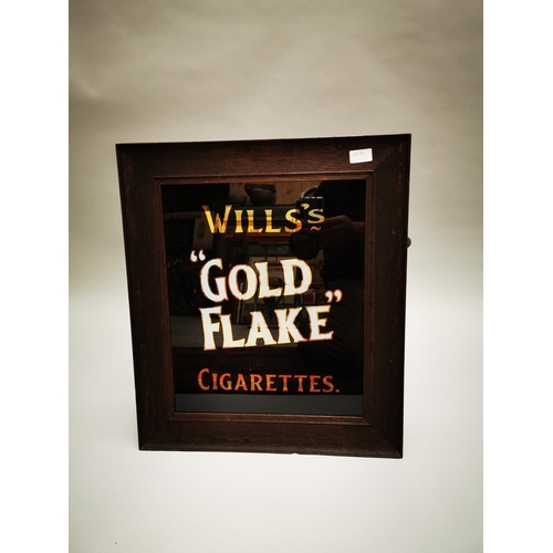 6 - Will's Gold Flake Cigarettes reverse painted glass advertising sign mounted in oak frame {60 cm H x ... 