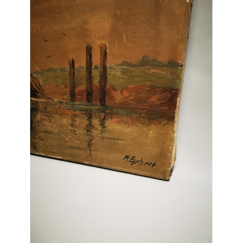 107 - Early 20th C. oil on canvas Nautical Scene. {60 cm H x 100 cm L}