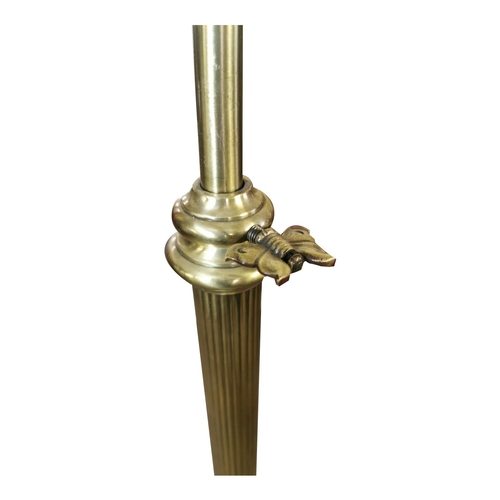 120A - Art Nouveau brass and copper standard lamp with shade {185 cm H x 54 cm Dia.}.