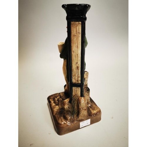 121 - The Beer Drinker caricature in the form of a ceramic candlestick.  {  30cm H X 14cm Sq. }.