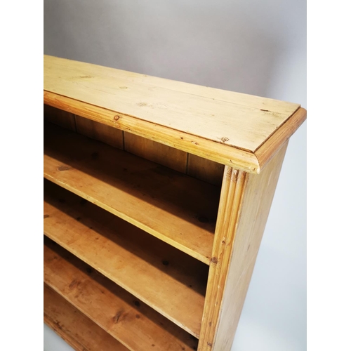 122 - 19th. C. pine floor bookcase with four shelves. { 131cm H X 125cm W X 26cm D }.