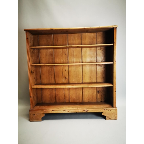 122 - 19th. C. pine floor bookcase with four shelves. { 131cm H X 125cm W X 26cm D }.