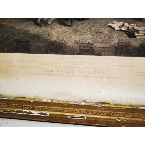 133 - 19th C. framed black and white print of the Derby Comity {79 cm H x 102 cm W}.