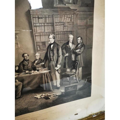 133 - 19th C. framed black and white print of the Derby Comity {79 cm H x 102 cm W}.