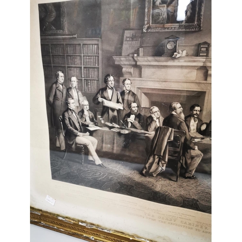 133 - 19th C. framed black and white print of the Derby Comity {79 cm H x 102 cm W}.
