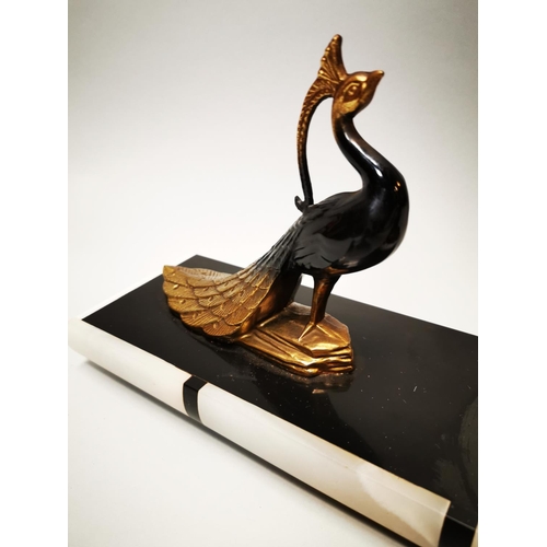 139 - Gilded metal and bronze centre piece decorated with peacocks and dancing lady in the Art Deco style ... 