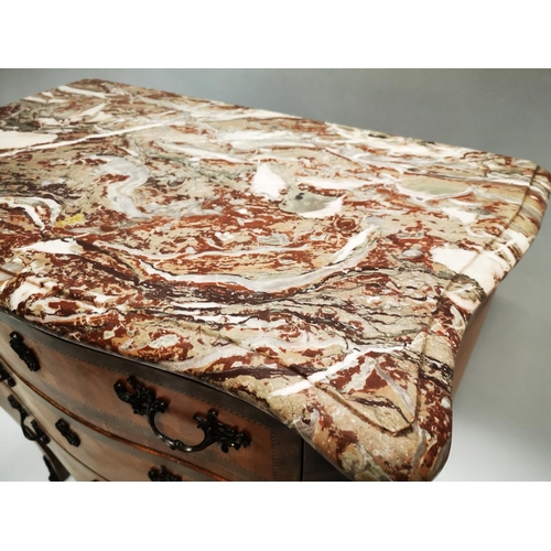 146 - 19th C. kingwood commode with rouge marble top, ormolu mounts and  three long graduated drawers {86 ... 