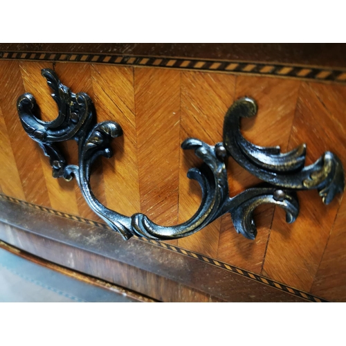 146 - 19th C. kingwood commode with rouge marble top, ormolu mounts and  three long graduated drawers {86 ... 