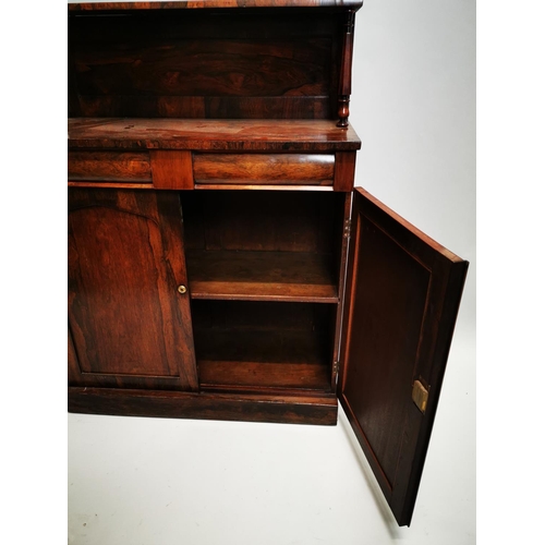 147 - Late Regency rosewood chiffonier with gallery back and long one drawer over two panelled doors {147 ... 