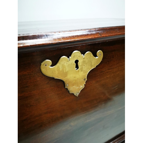 149 - Irish Georgian mahogany chest on stand with two drawers and carved shell in the frieze on cork pad f... 