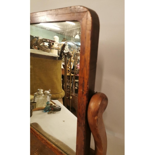 153 - 19th C. mahogany dressing table mirror {55 cm H x 49 cm W x 22 cm D}.