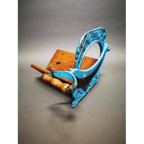 160 - Early 20th C. cast iron bread slicer {30 cm H x 36 cm W x 35 cm D}.