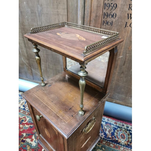 160A - Edwardian inlaid mahogany and brass coal locker with mirrored back {97 cm H x 37 cm W x 35 cm D}.