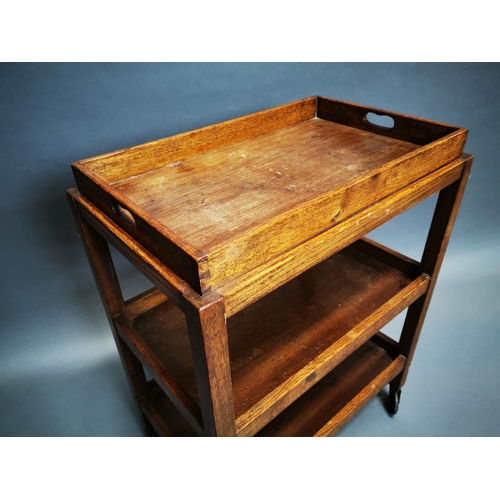 163 - Edwardian oak tea trolly {84 cm H x 63 cm W x 40 cm D}.