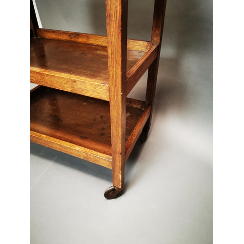 163 - Edwardian oak tea trolly {84 cm H x 63 cm W x 40 cm D}.