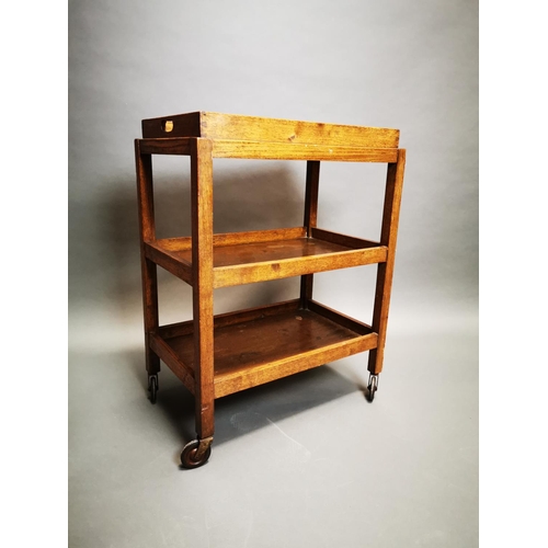 163 - Edwardian oak tea trolly {84 cm H x 63 cm W x 40 cm D}.