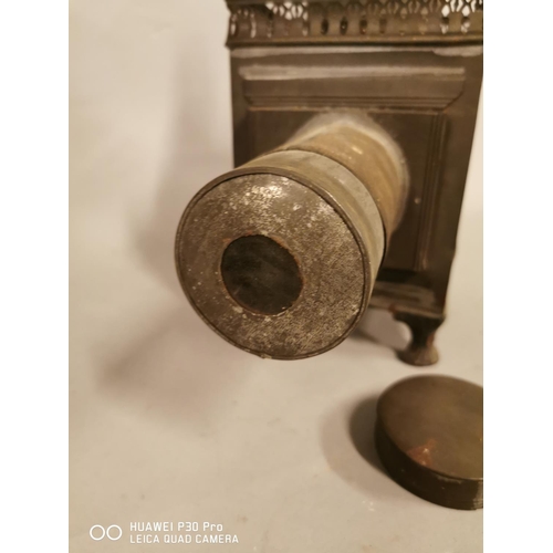 165 - 19th C. tinplate magic lantern {36 cm H x 14 cm W x 28 cm D}.