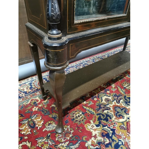 170A - 19th C. ebonised and inlaid display cabinet with two glaze doors and ormolu mounts on cabriole legs ... 