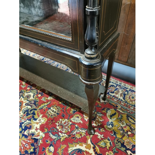 170A - 19th C. ebonised and inlaid display cabinet with two glaze doors and ormolu mounts on cabriole legs ... 