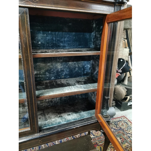 170A - 19th C. ebonised and inlaid display cabinet with two glaze doors and ormolu mounts on cabriole legs ... 
