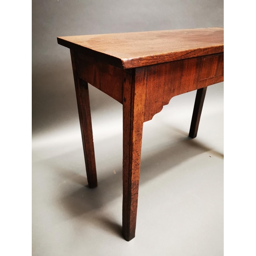 234 - Georgian mahogany side table with single drawer in the frieze on square legs {72 cm H x 92 cm W x 40... 