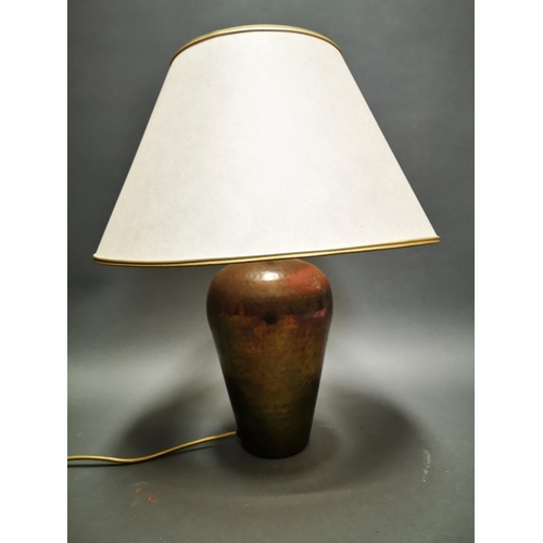 237 - Mid-century hand beaten copper table lamp {57 cm H x 45 cm Dia.}.