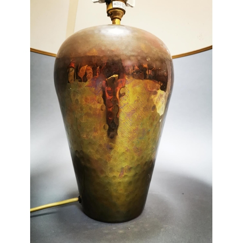 237 - Mid-century hand beaten copper table lamp {57 cm H x 45 cm Dia.}.