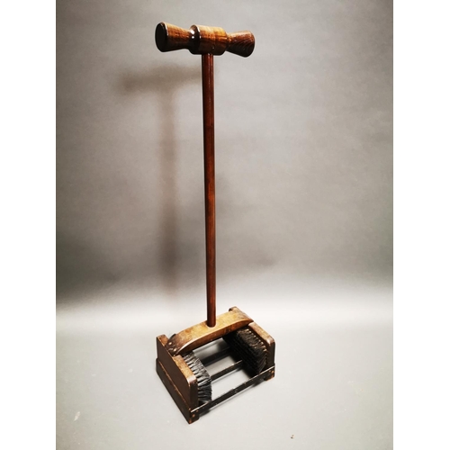 238 - Stained pine boot cleaner {102 cm H x 31 cm W x 24 cm D}.