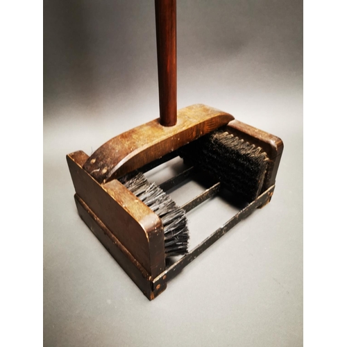 238 - Stained pine boot cleaner {102 cm H x 31 cm W x 24 cm D}.