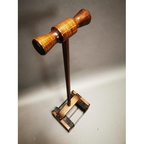 238 - Stained pine boot cleaner {102 cm H x 31 cm W x 24 cm D}.