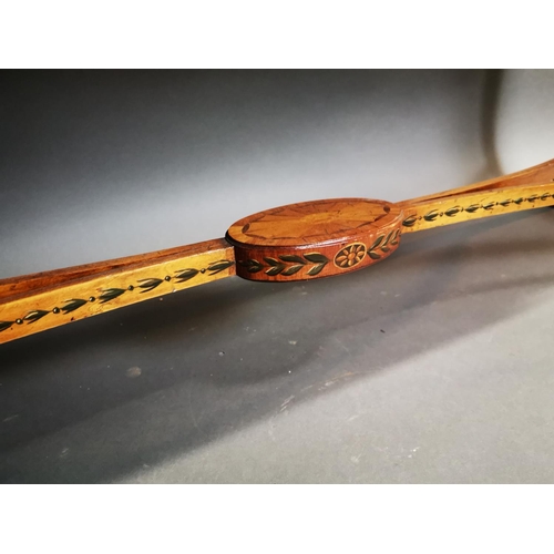 243 - Good quality satinwood inlaid and hand painted side table with three drawers in the frieze on square... 
