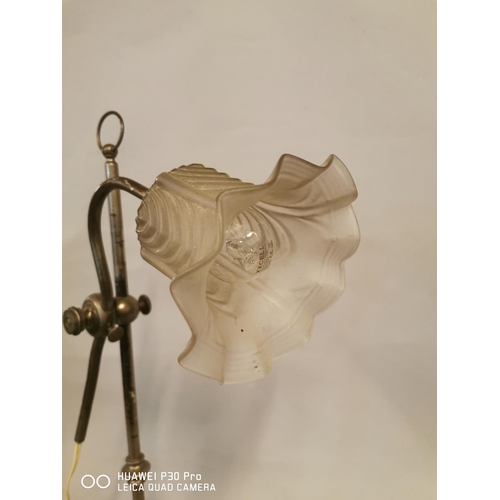 245 - Early 20th C. chrome angle poised lamp with original shade {59 cm H x 25 cm W}.